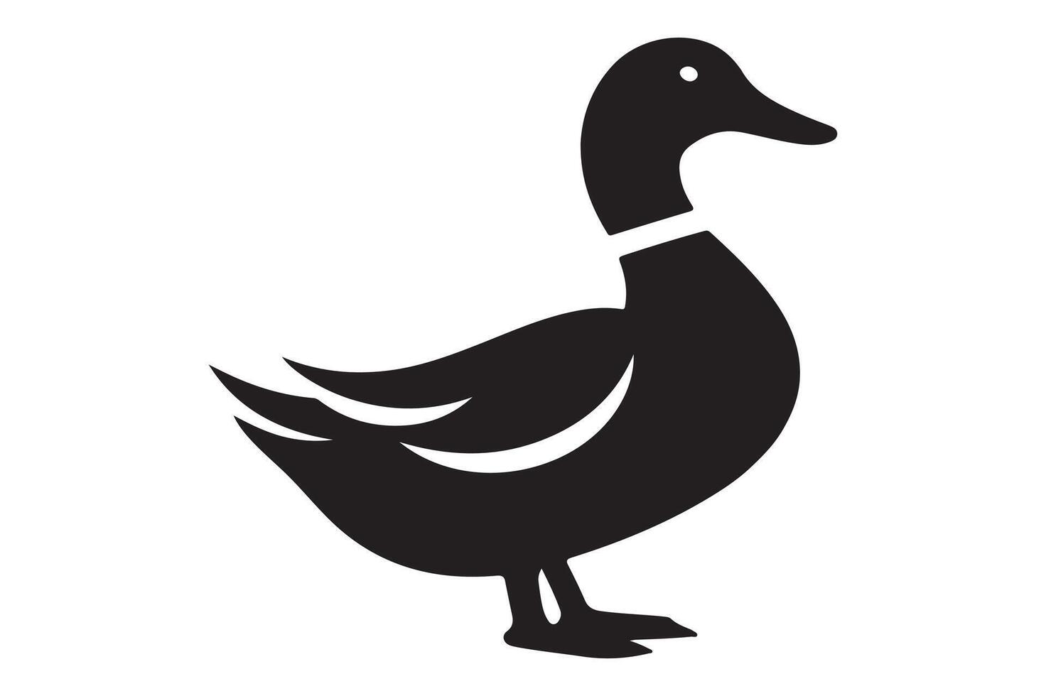 Duck silhouette Illustration, simple art style vector