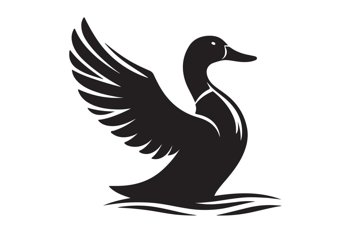 Duck silhouette Illustration, simple art style vector