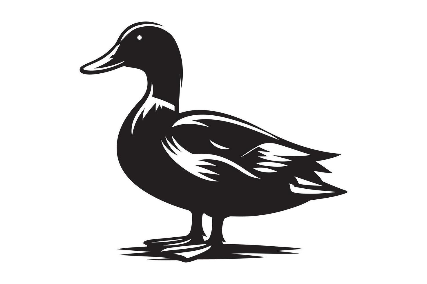 Duck silhouette Illustration, simple art style vector