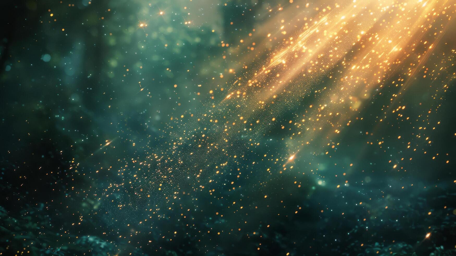 Abstract Green And Gold Background With Light Rays photo