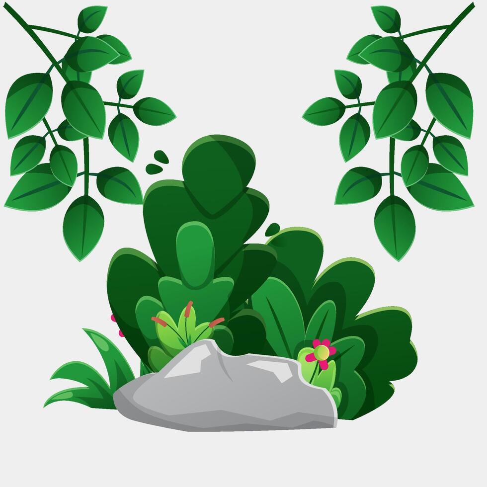 Bush with leaf and rocks vector