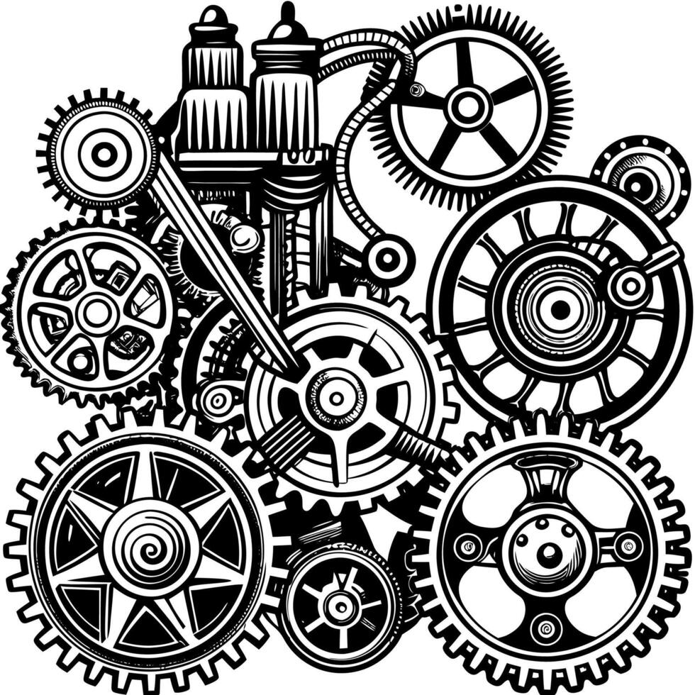 steampunk gears illustration vector