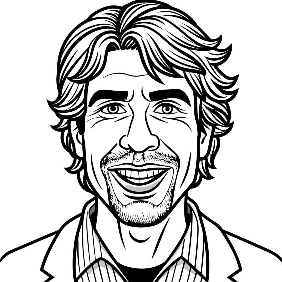 a cartoon drawing of a man with a smile vector