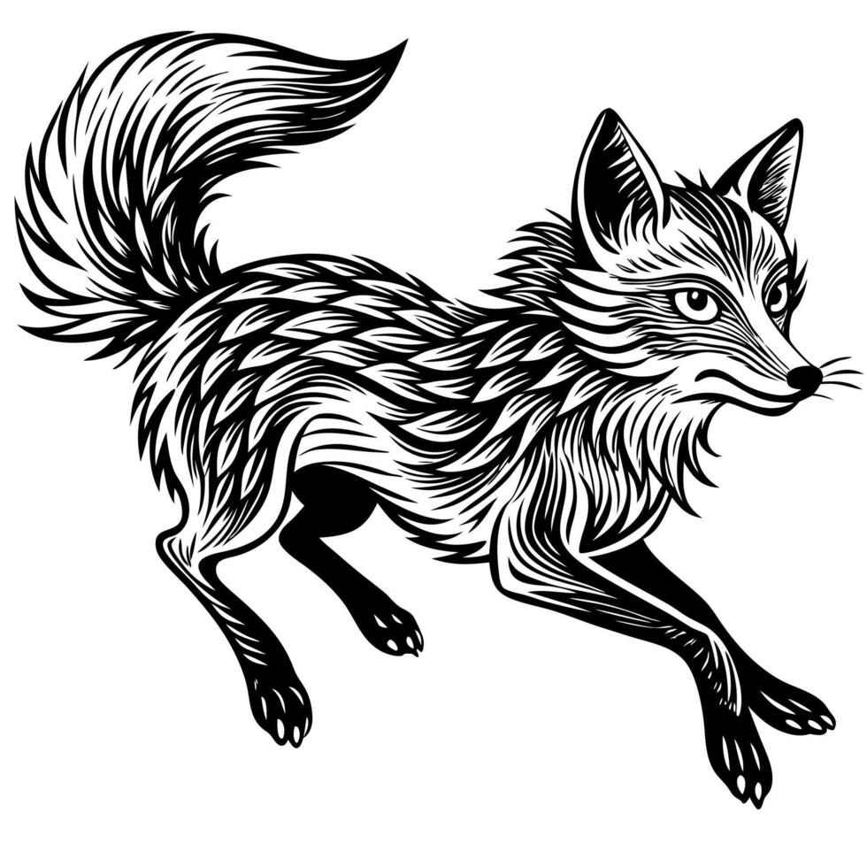 fox running illustration vector