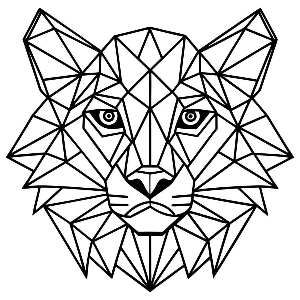 geometric animal head with geometric lines vector