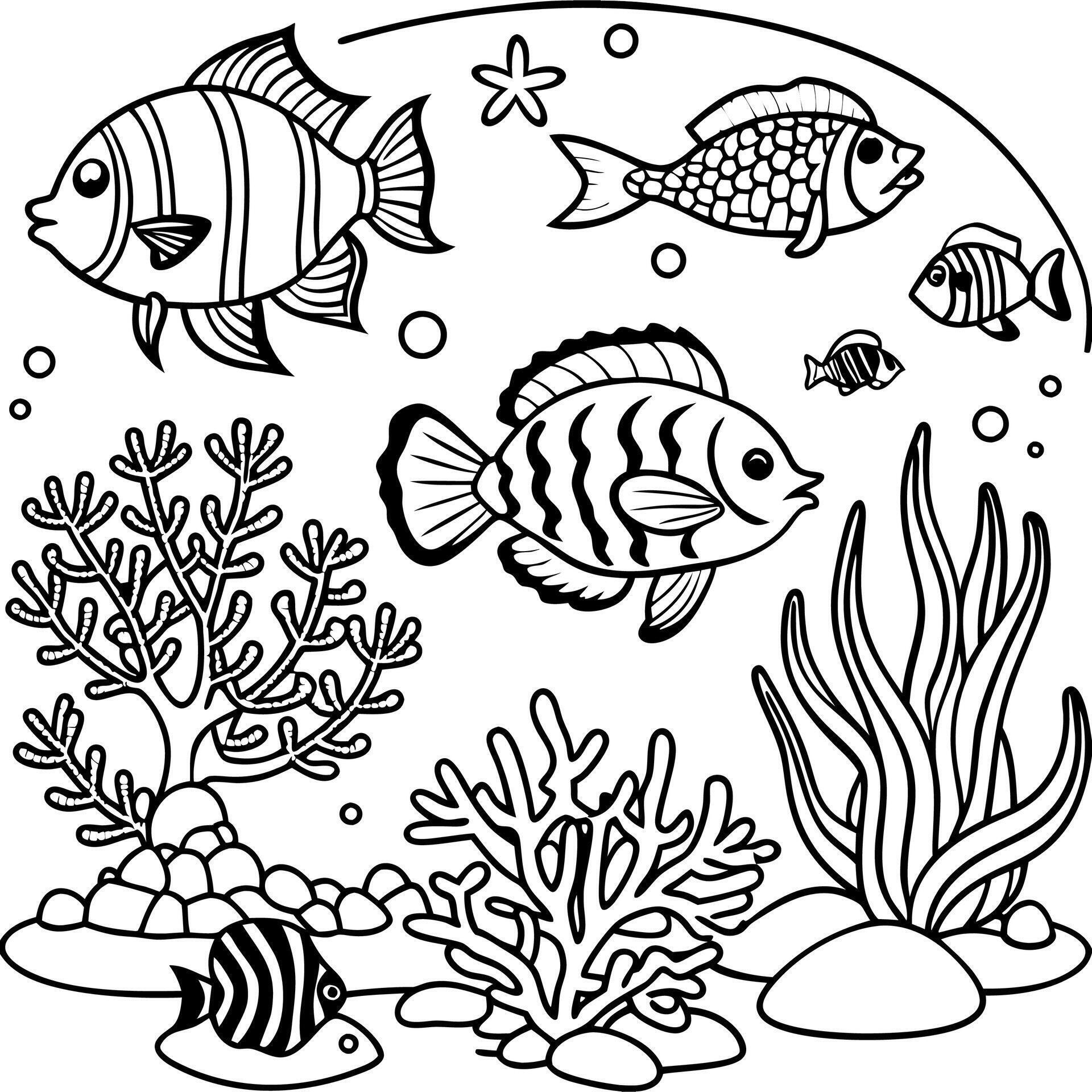 aquarium coloring pages for kids 47024569 Vector Art at Vecteezy
