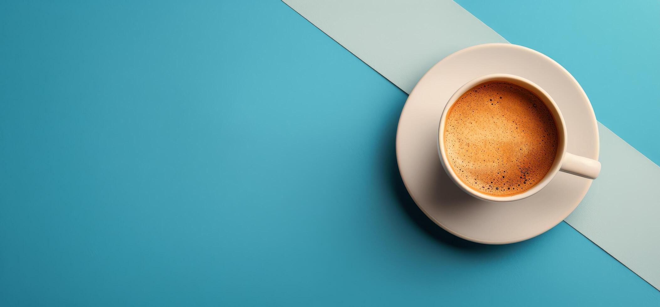 Coffee and Succulents on a Blue Background photo