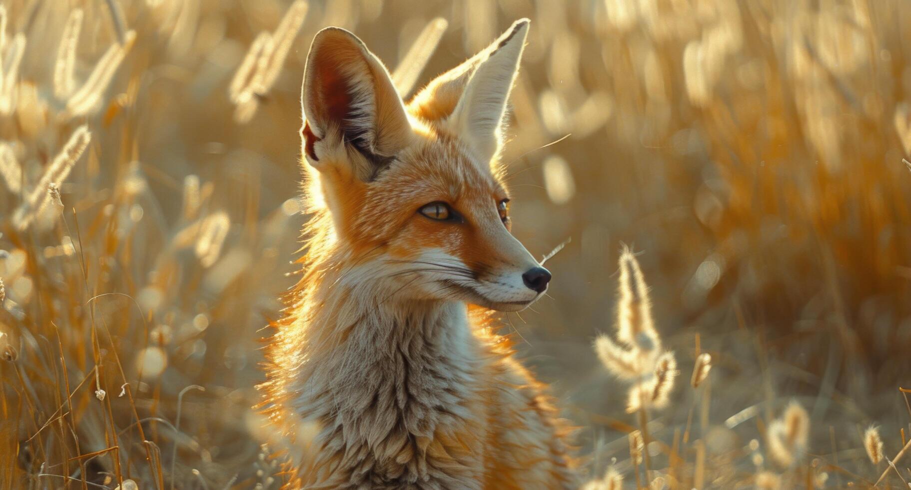 A Red Fox Stands in a Forest With Autumn Foliage photo