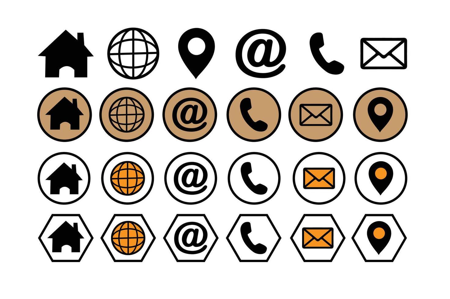 a set of icons for email, phone, and other communication vector