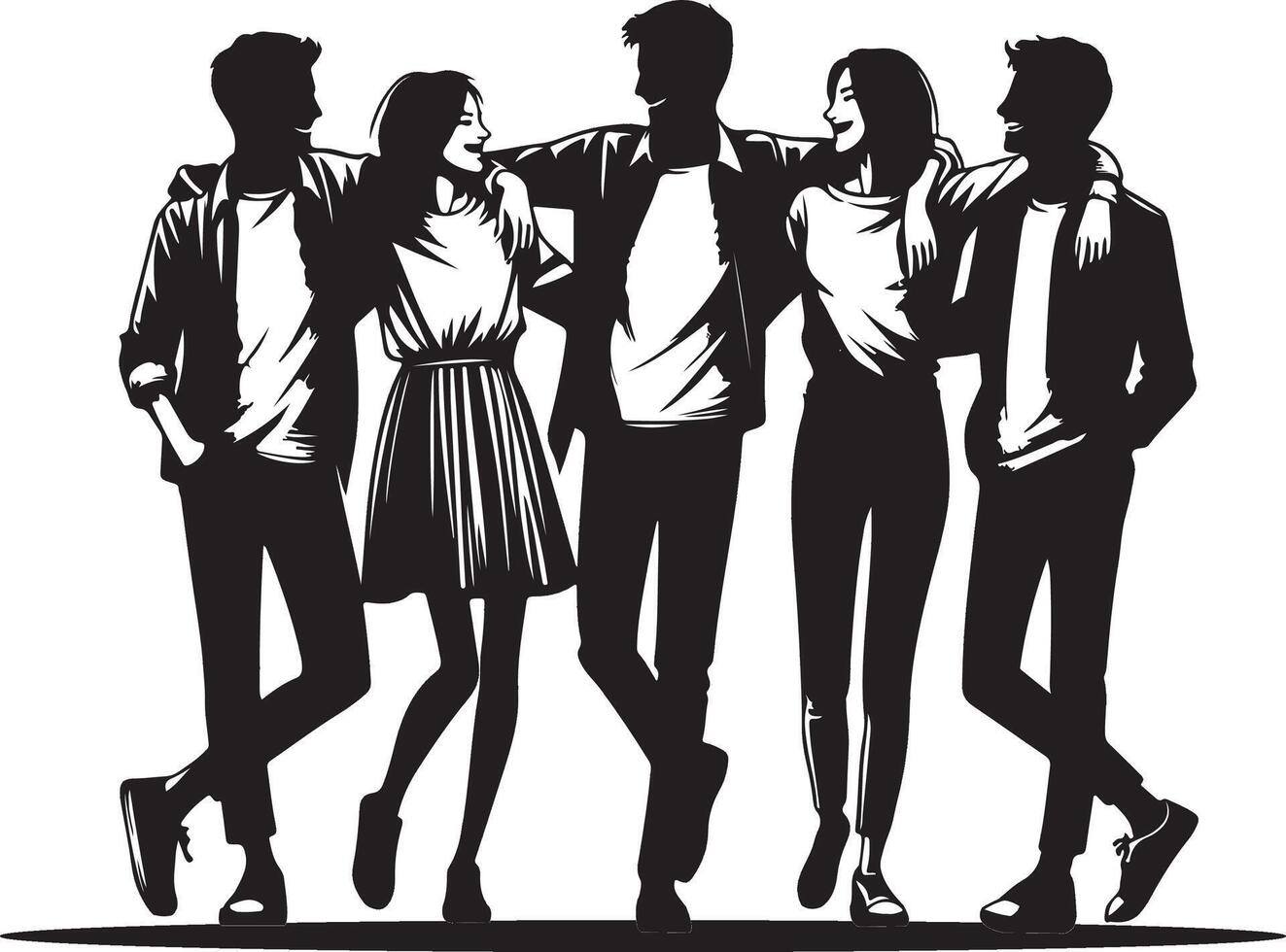 silhouette of a group of friends vector