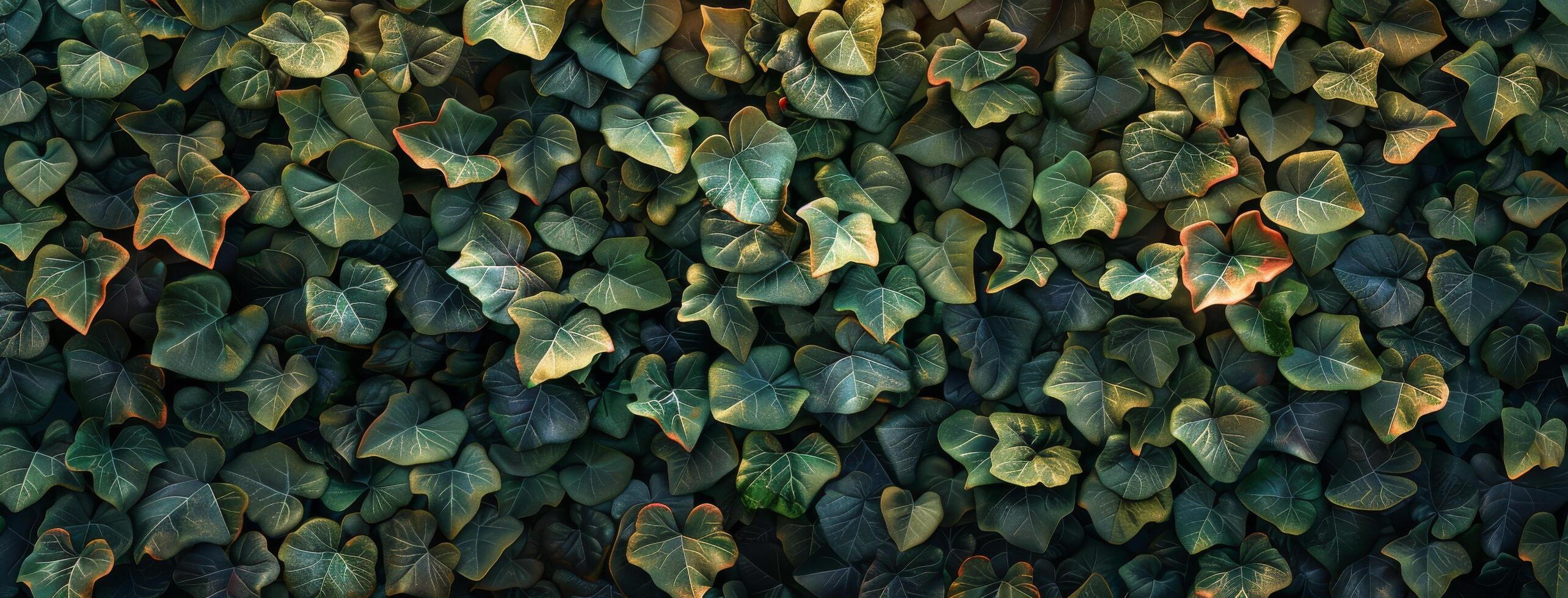 A Dense Patch of Green Ivy Leaves Growing on a Wall photo