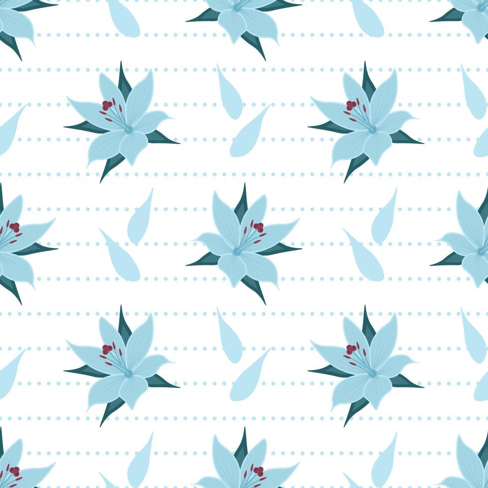 Floral Seamless Pattern Design Illustration with Blooming Branches and Leaf Flower in Hand-Drawn Cartoon Style Template vector