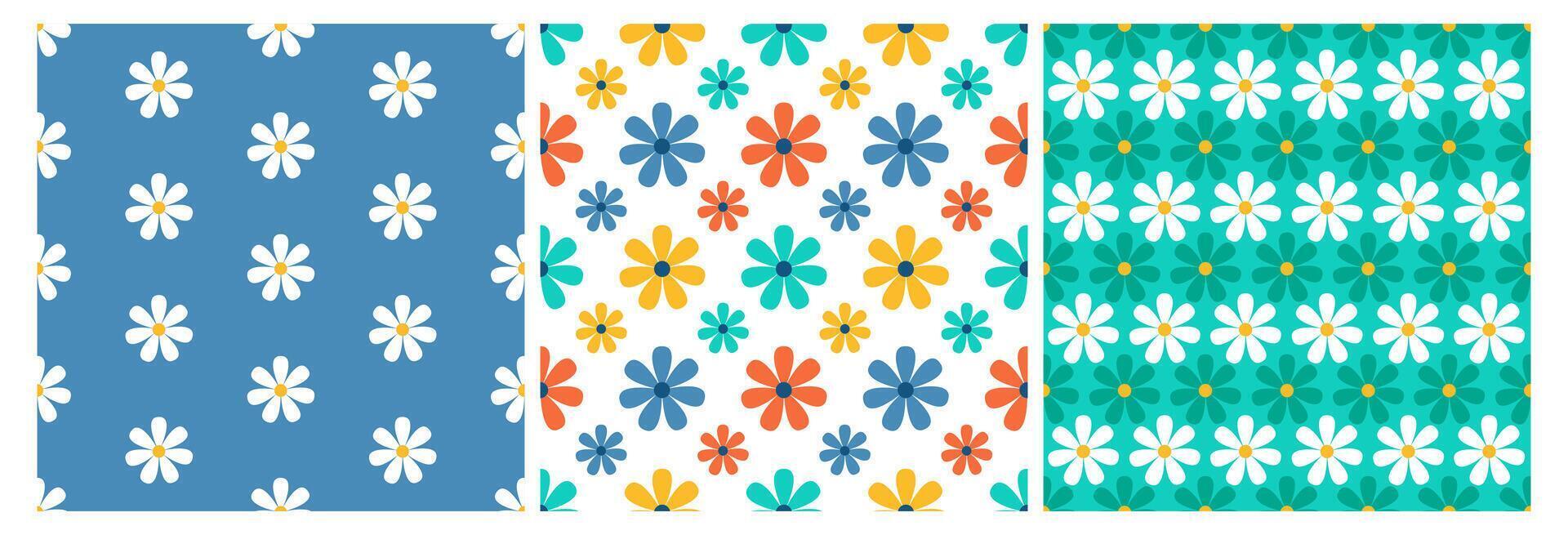 Floral Seamless Pattern Design Illustration with Blooming Branches and Leaf Flower in Hand-Drawn Cartoon Style Template vector