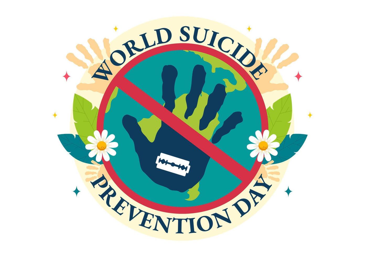 World Suicide Prevention Day Illustration on September 10 with a Hanging Rope and Hands to Prevent Suicides in a Flat Cartoon Background vector
