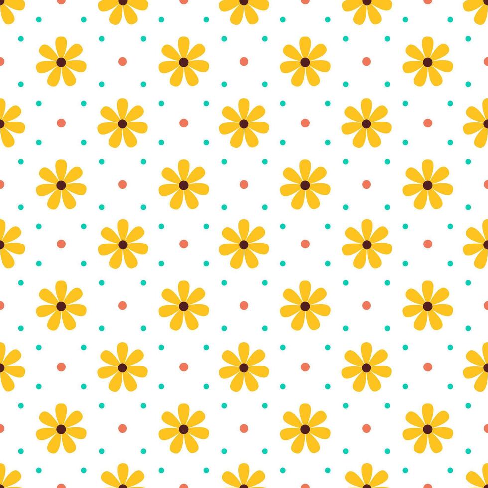 Floral Seamless Pattern Design Illustration with Blooming Branches and Leaf Flower in Hand-Drawn Cartoon Style Template vector