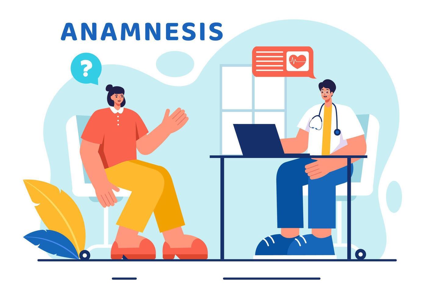 Illustration of an Anamnesis System Providing Information About Diseases and Healthcare Databases in a Flat Style Cartoon Background vector