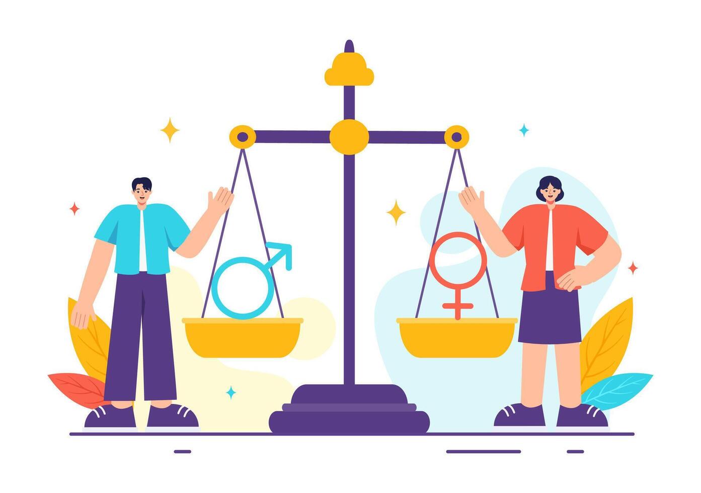 Sexism Illustration Showing Gender Inequality Between Men and Women in the Workplace or Society to Stop Discrimination in Cartoon Background vector