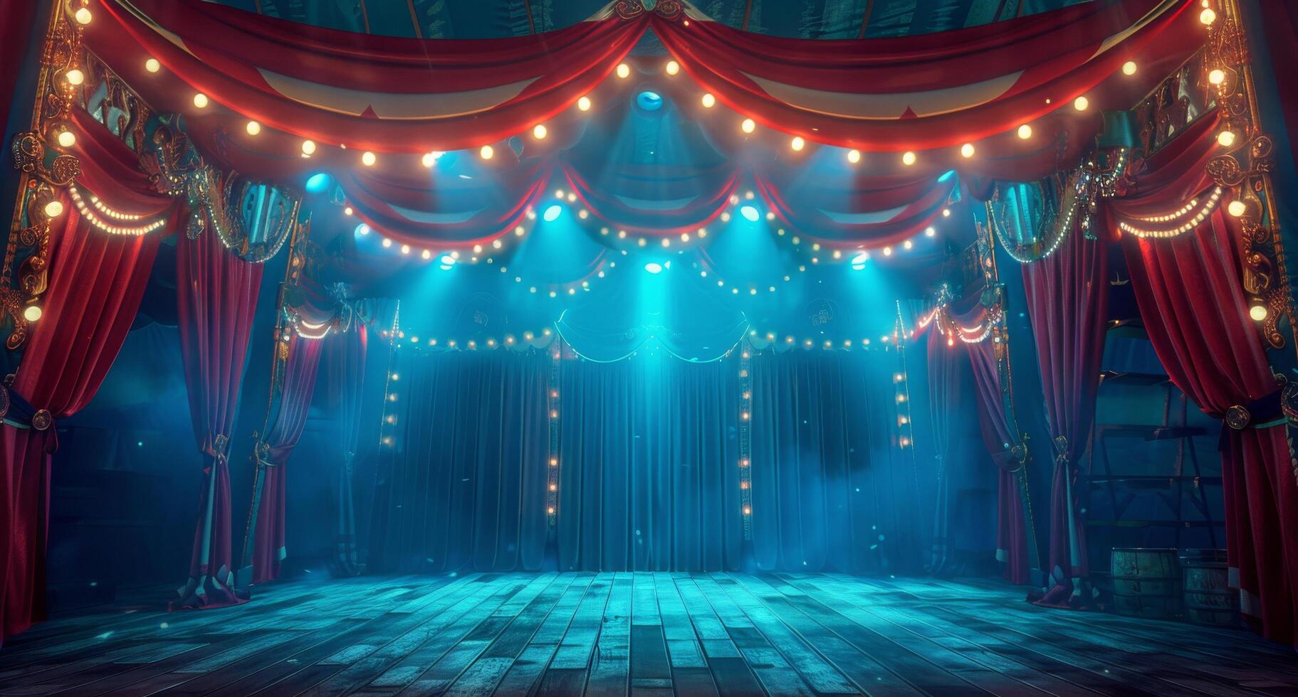Empty Circus Tent At Night With Lights photo