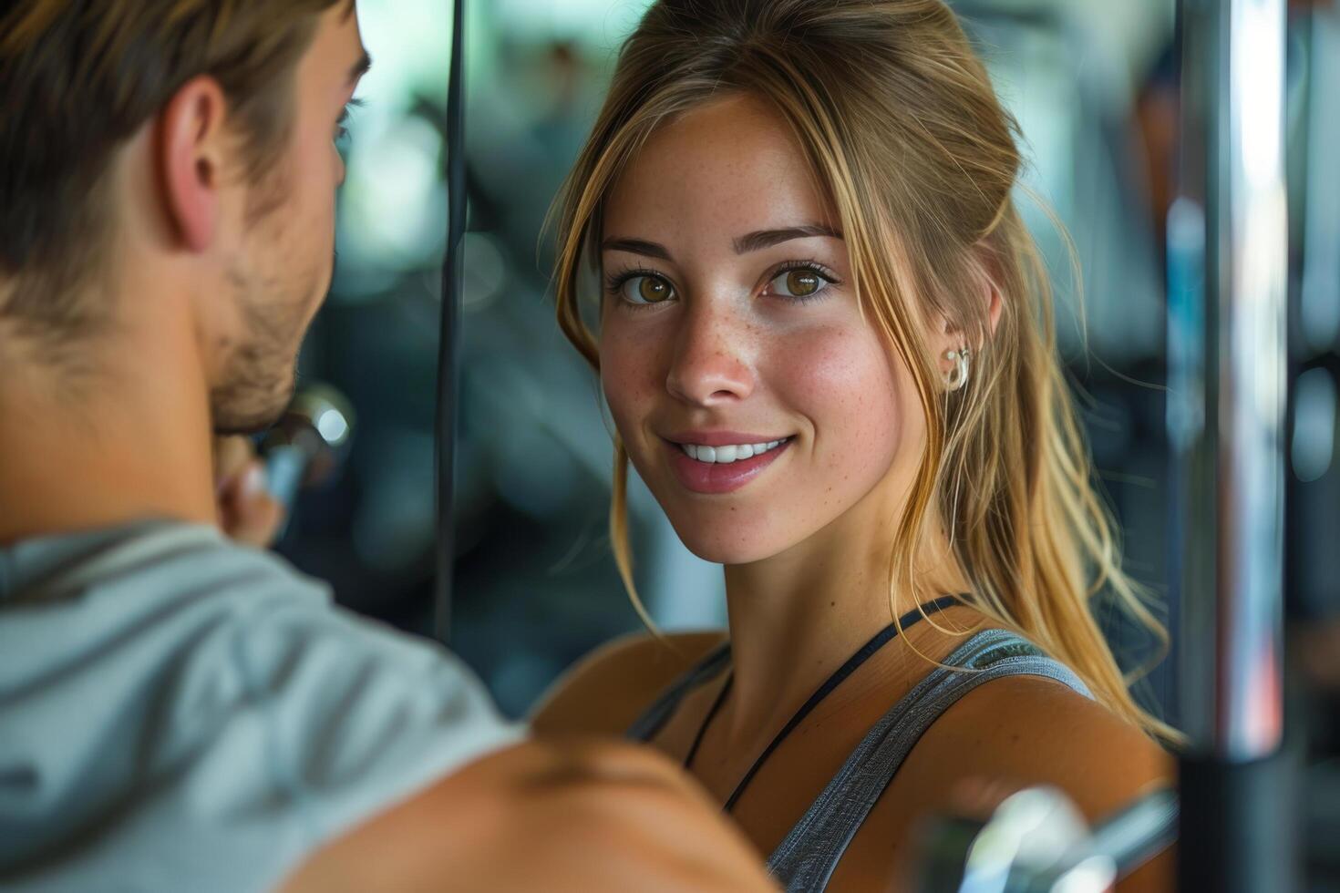 Black Man With Dreadlocks Looking At Camera in a Gym photo