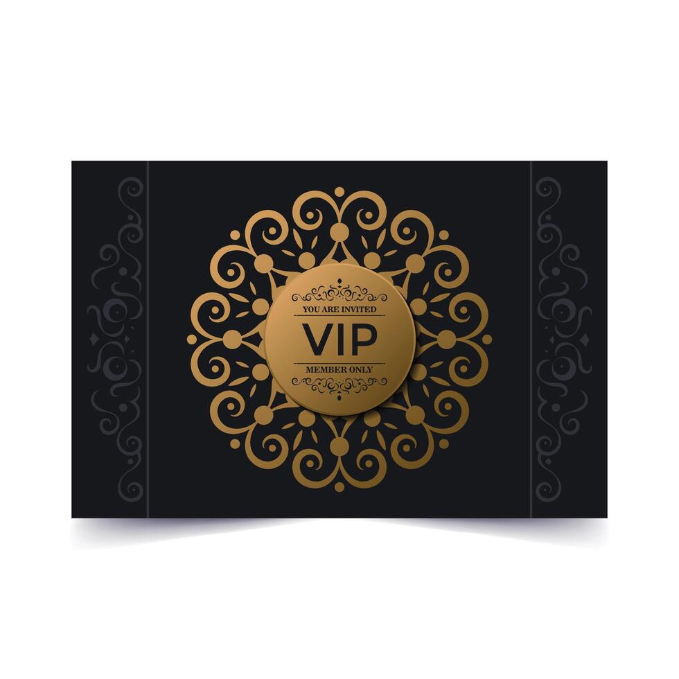 luxury dark vip card in ornament texture vector
