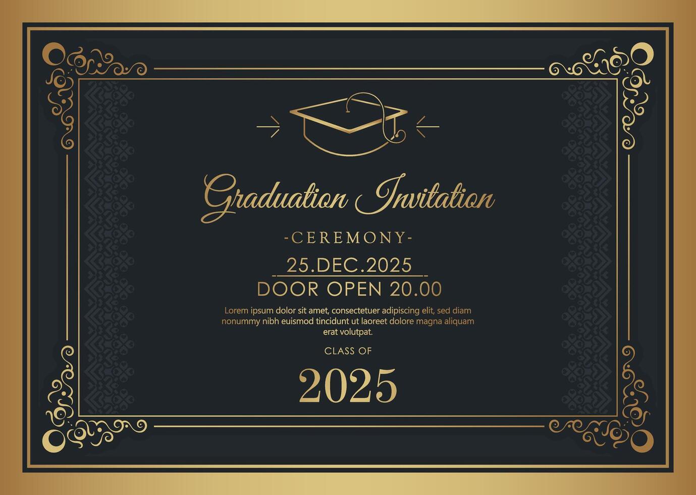 Elegant dark graduation invitation template vector
