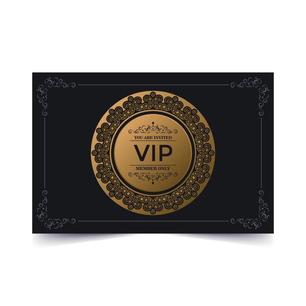 luxury dark vip card in ornament texture vector