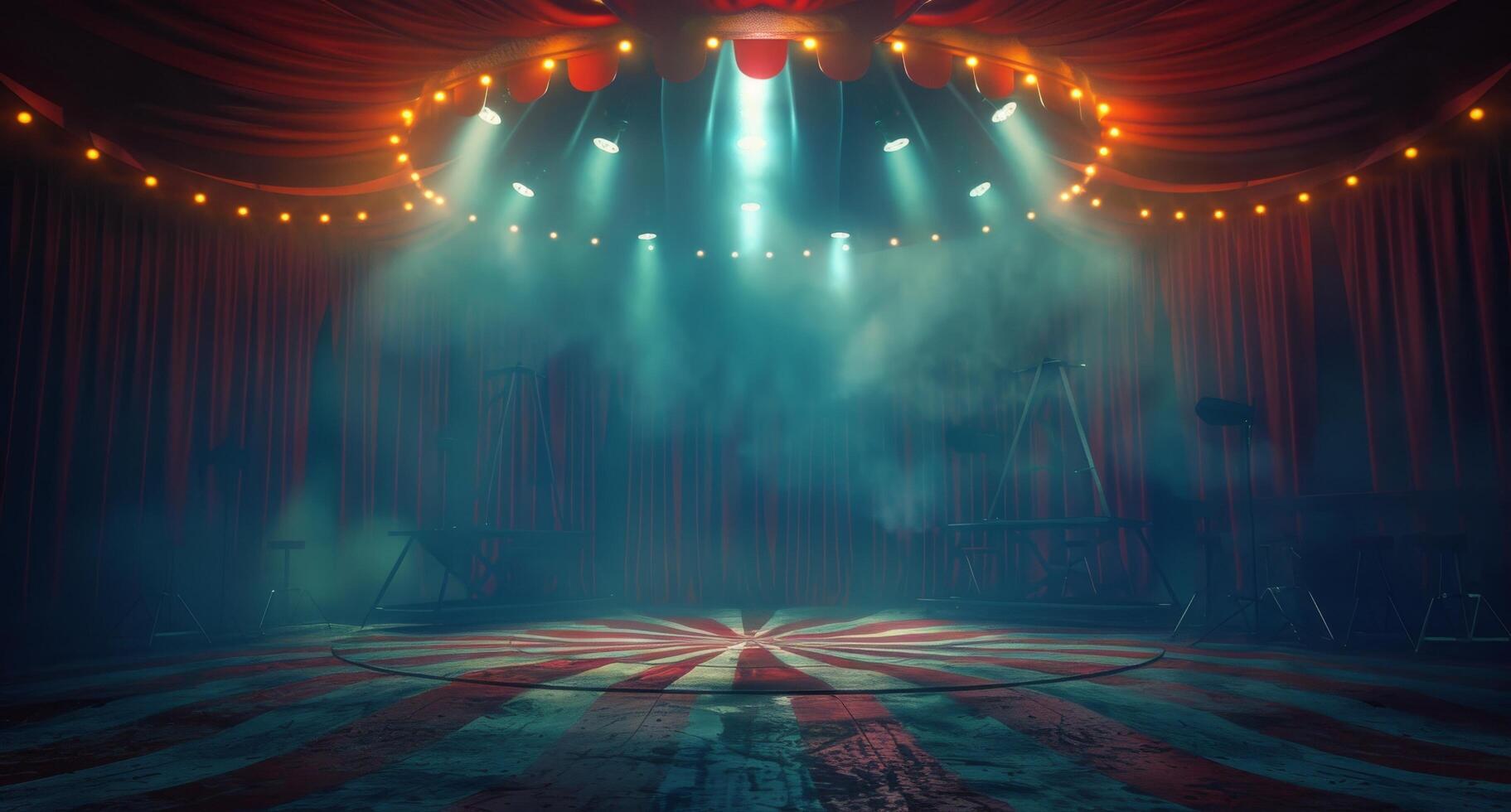 Empty Circus Tent Stage With Lights photo