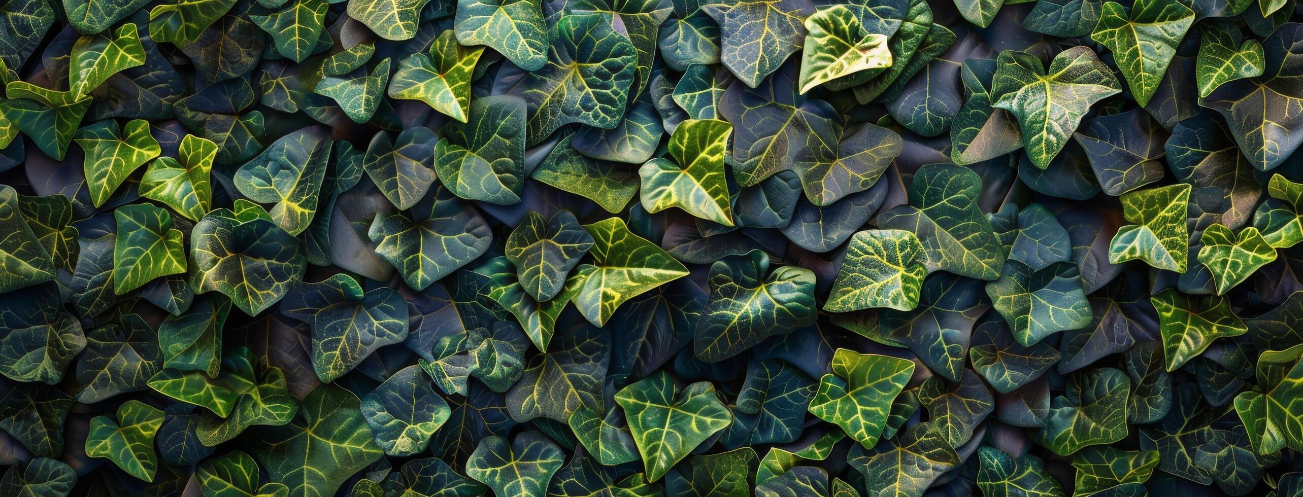 A Dense Patch of Green Ivy Leaves Growing on a Wall photo