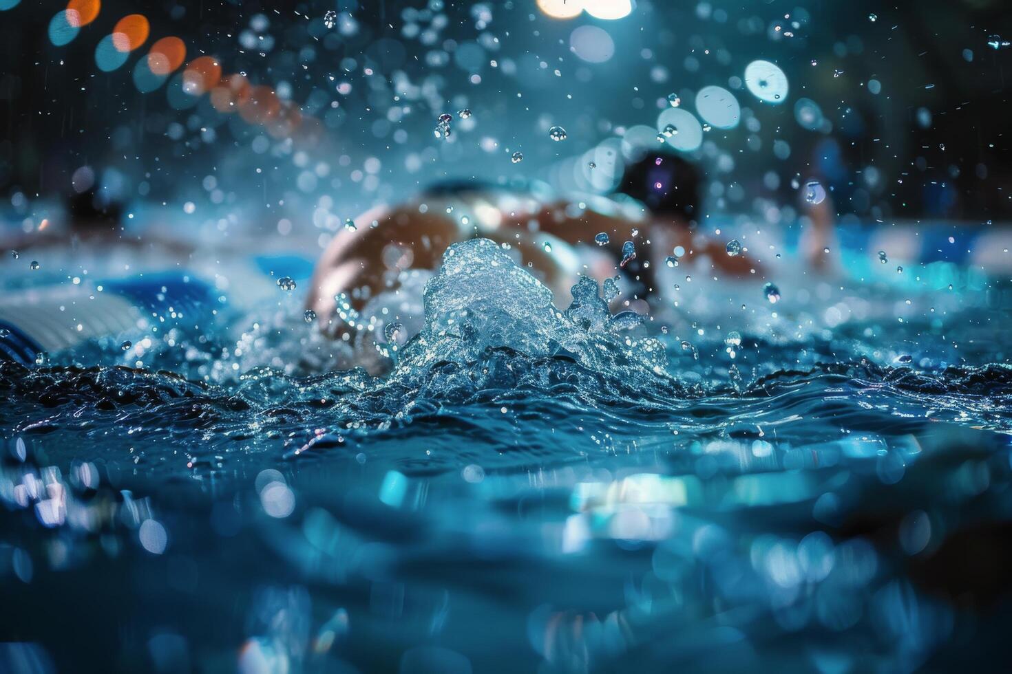 Water Splashing During Indoor Swimming Competition photo
