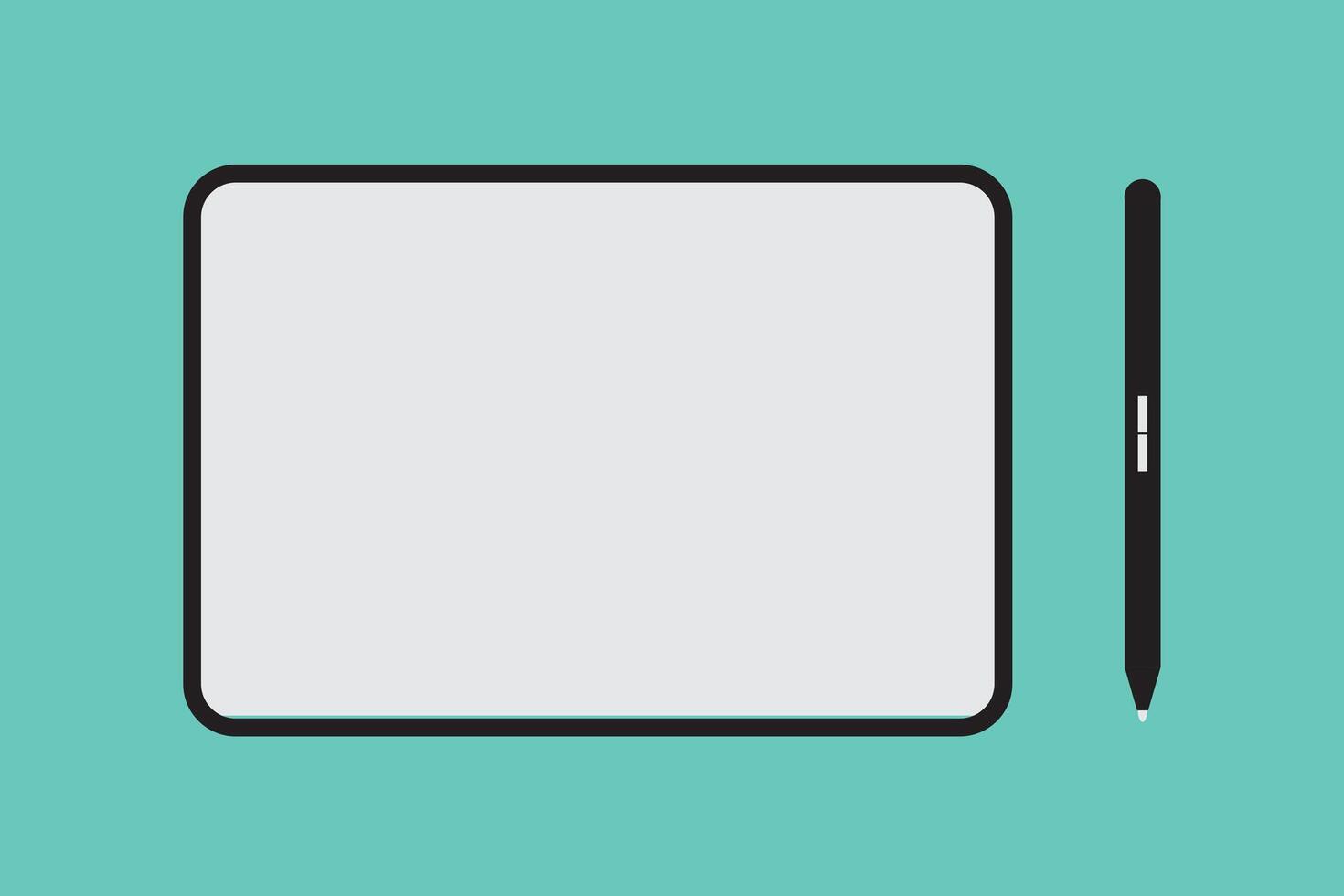 Tablet mockup pen template. Tab pencil modern tablet vector