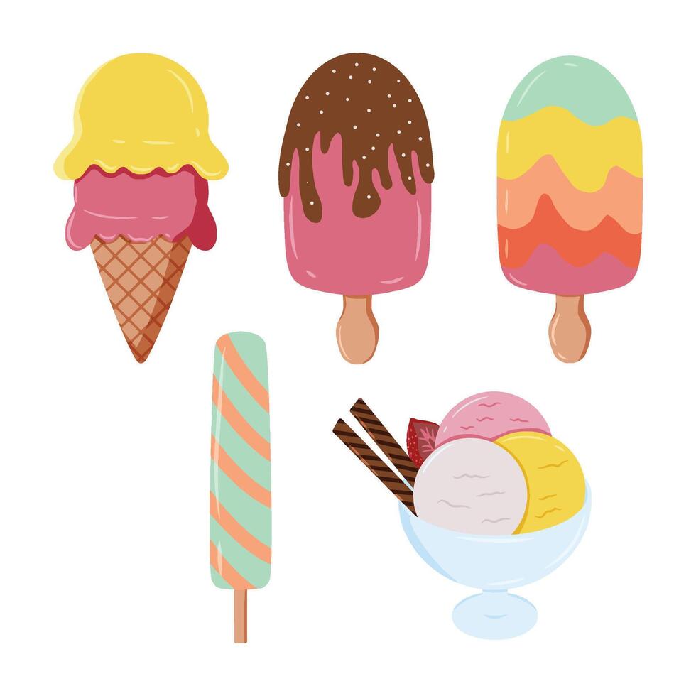 Set Of sweet Colourfull Ice Cream vector