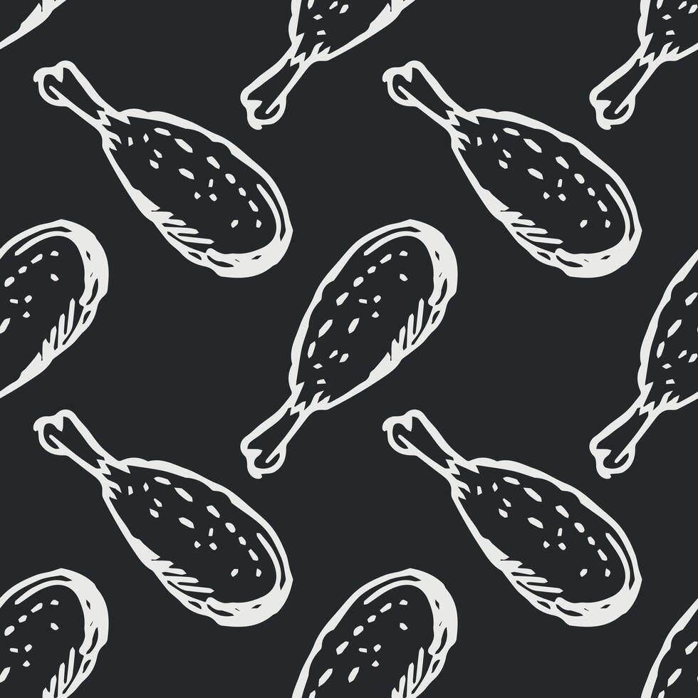 Seamless pattern with chicken legs. meat background. Doodle chicken legs icons. Seamless meat pattern vector