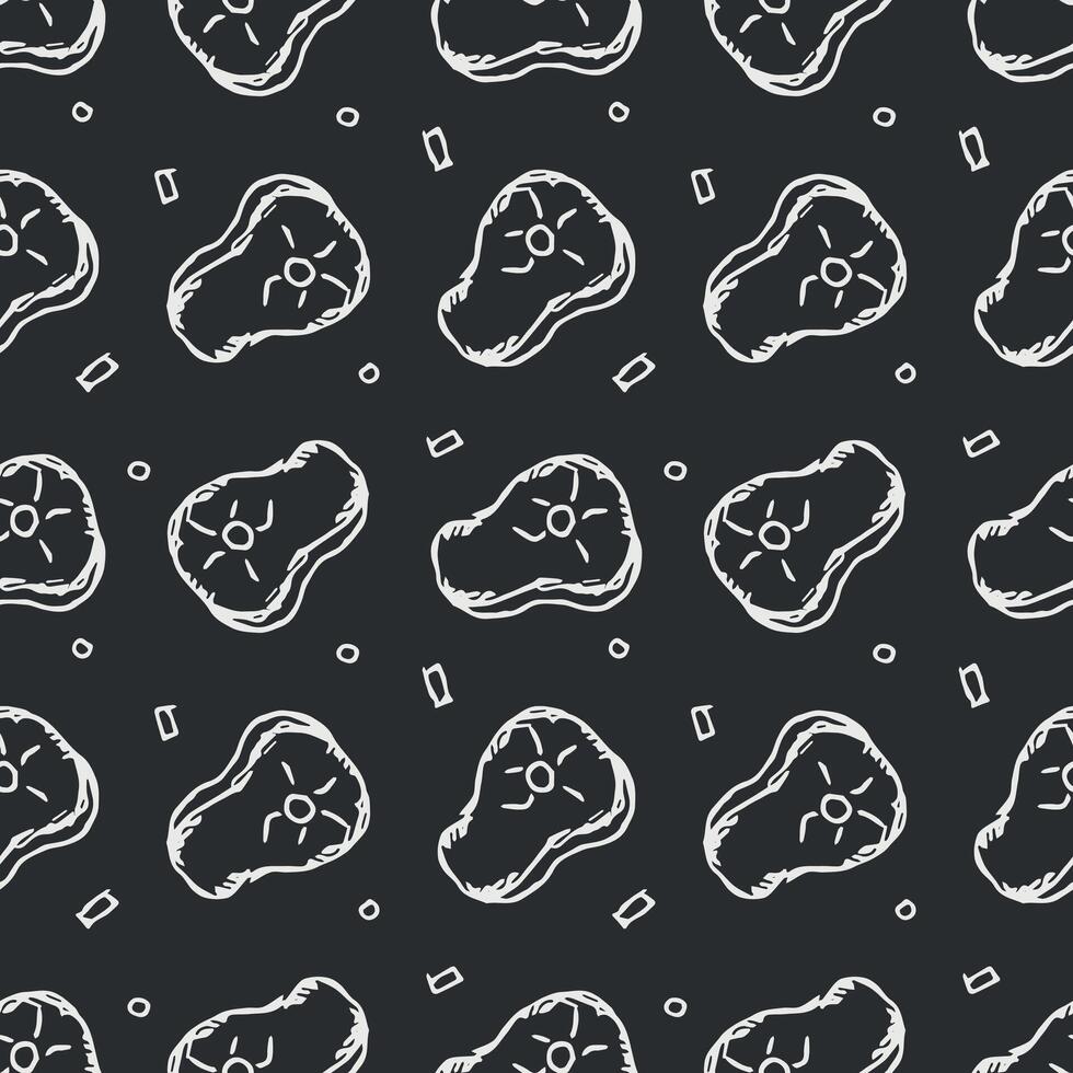 Seamless steak pattern. Drawn meat background vector
