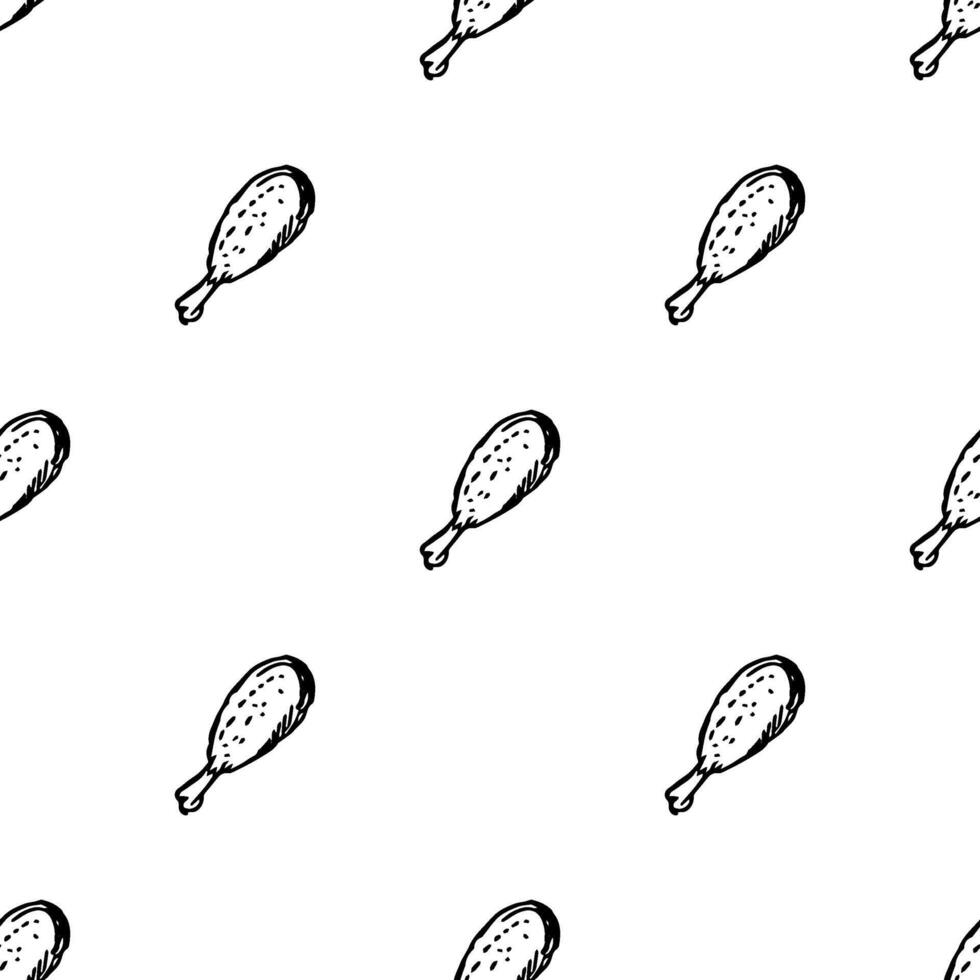 Seamless pattern with chicken legs. meat background. Doodle chicken legs icons. Seamless meat pattern vector