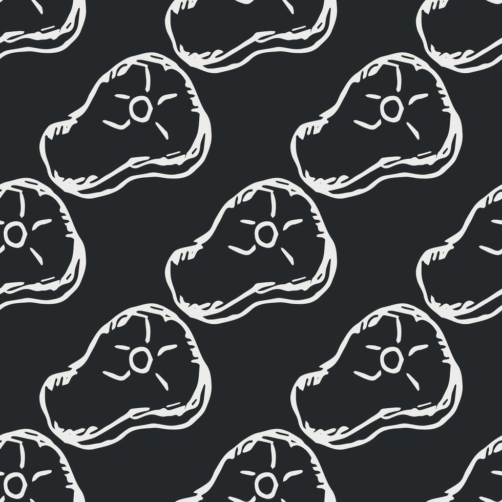 Seamless steak pattern. Drawn meat background vector