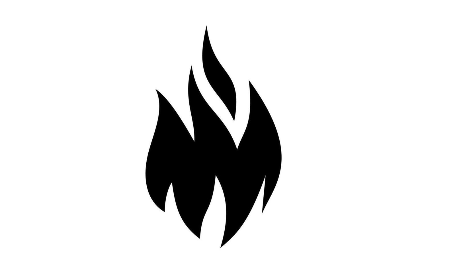 Bold Black and White Fire Symbol Isolated on White Background vector