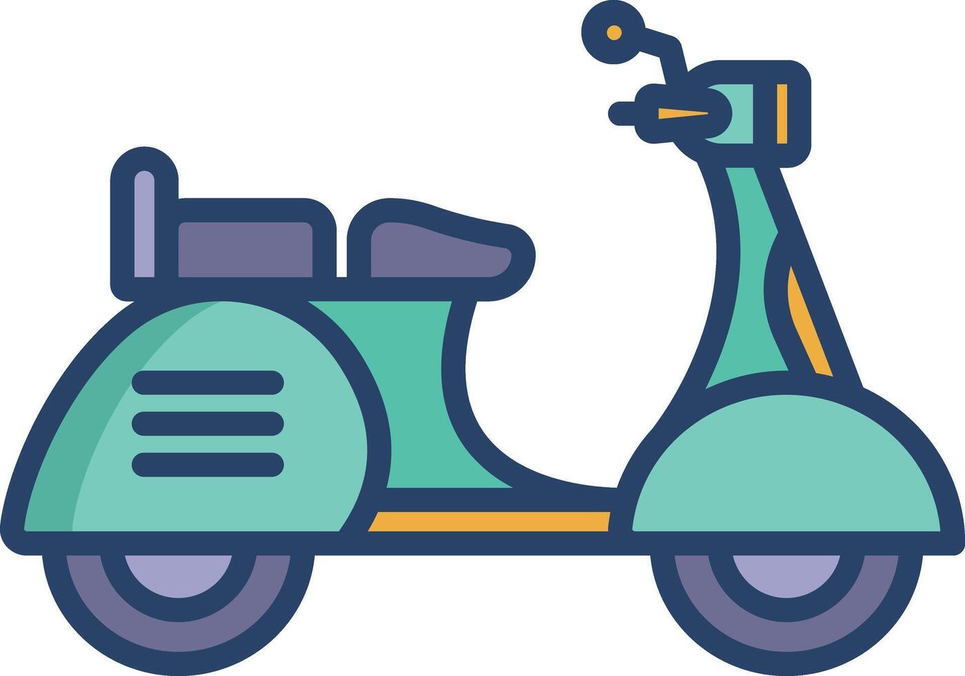 retro moped linear color illustration vector