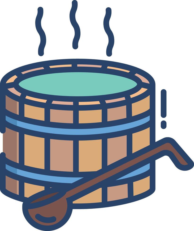 Wooden Tub linear color illustration vector