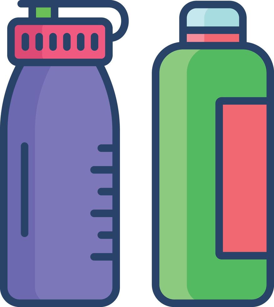 Water Bottles linear color illustration vector