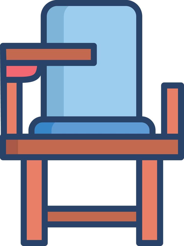 Wooden School Chair linear color illustration vector