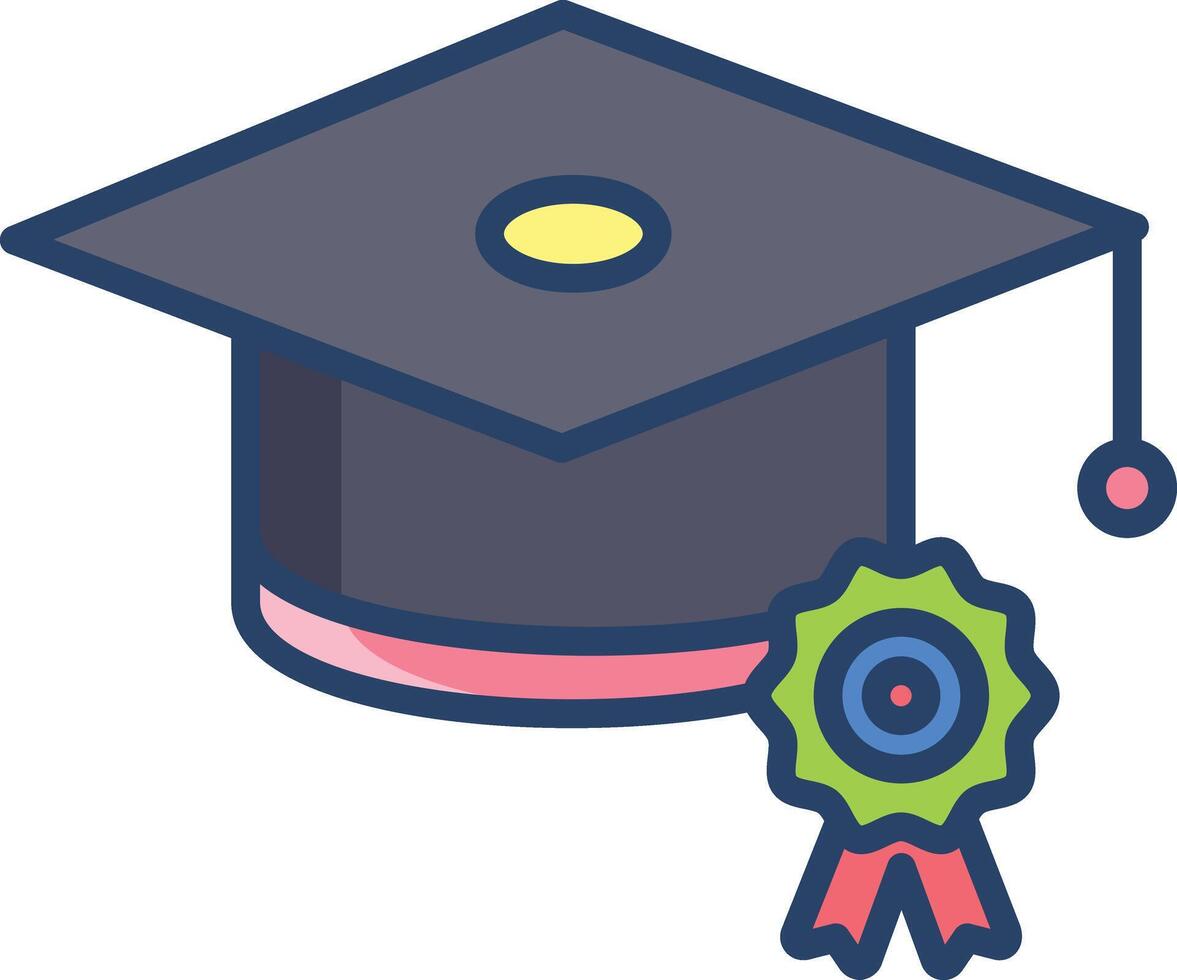 Graduation Cap linear color illustration vector