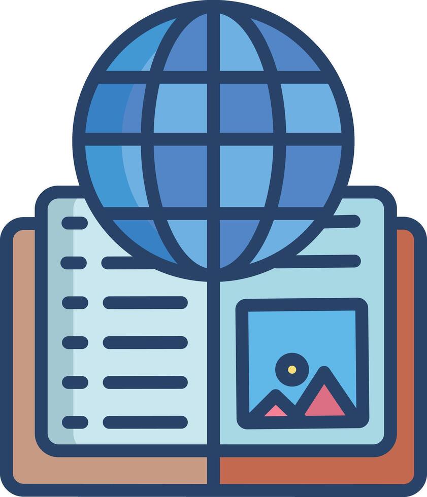 book globe linear color illustration vector