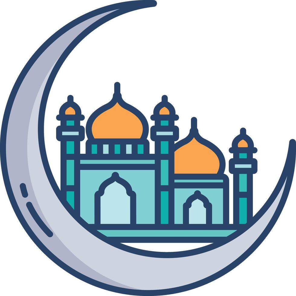 Ramdan Kareem linear color illustration vector