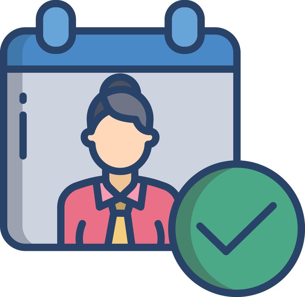 Date woman linear color illustration vector