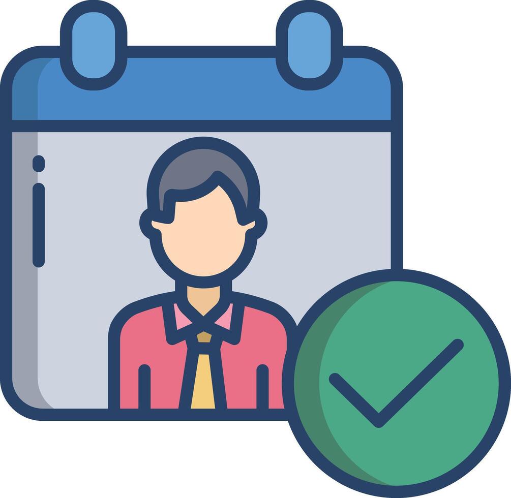 Date man linear color illustration vector