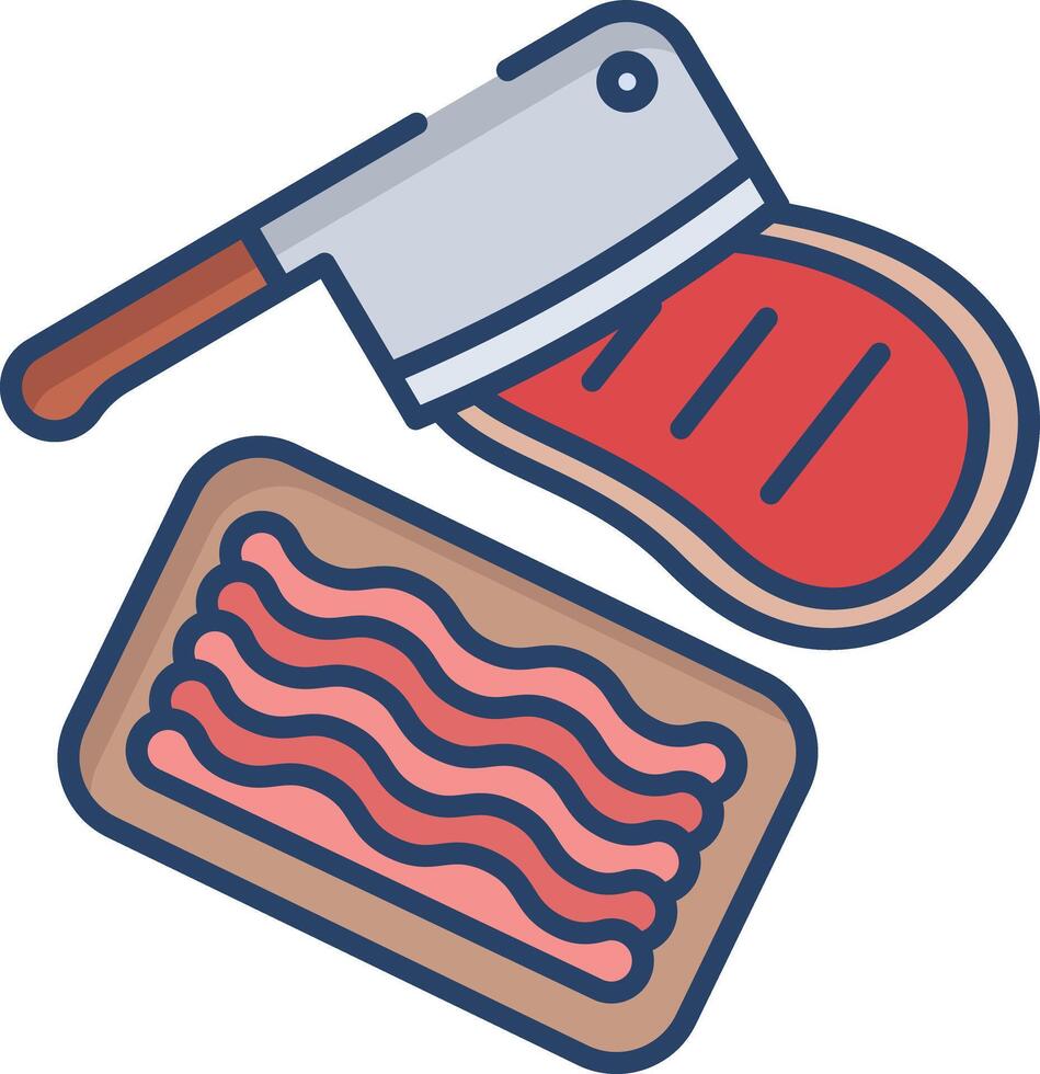 Ground beef cut linear color illustration vector