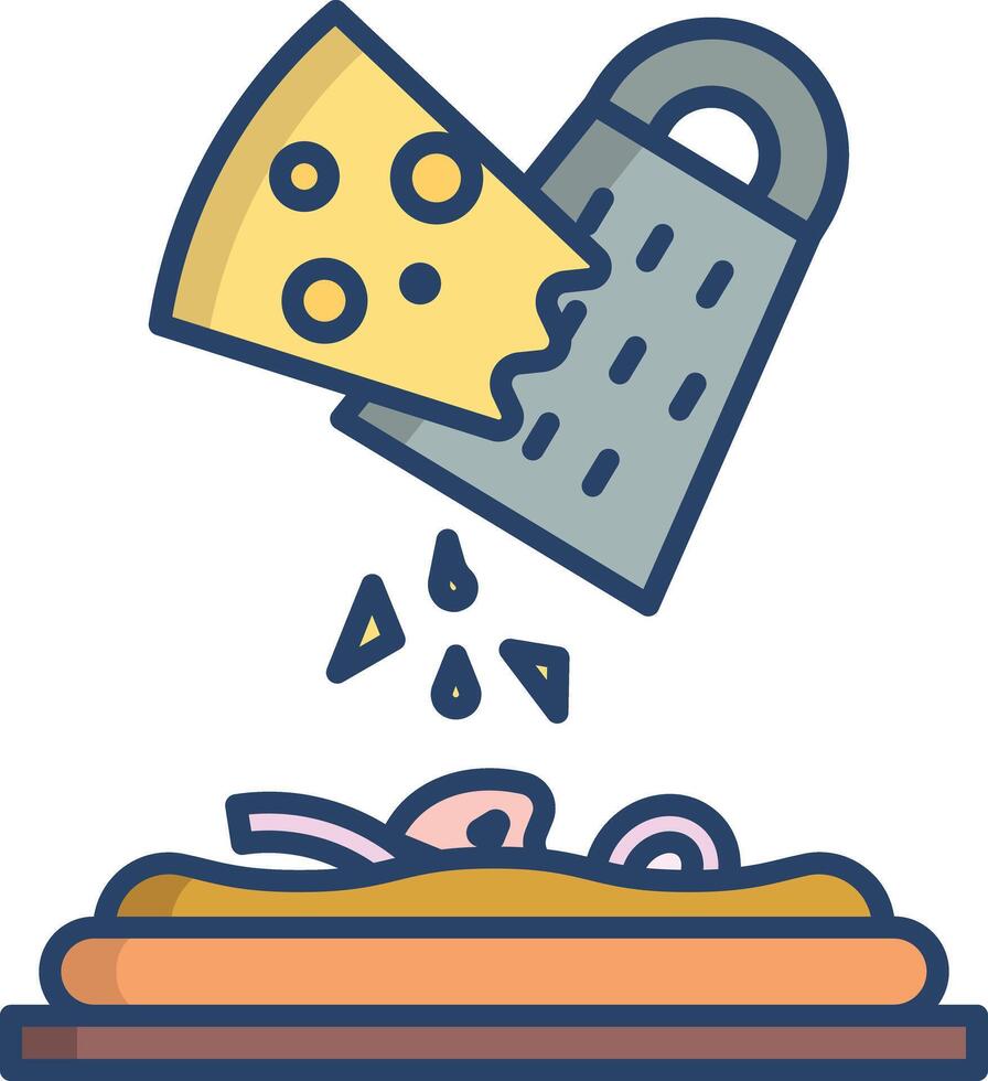 Cheese grating linear color illustration vector