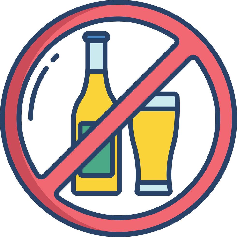 No Alcohol linear color illustration vector
