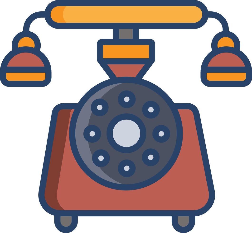 retro telephone linear color illustration vector