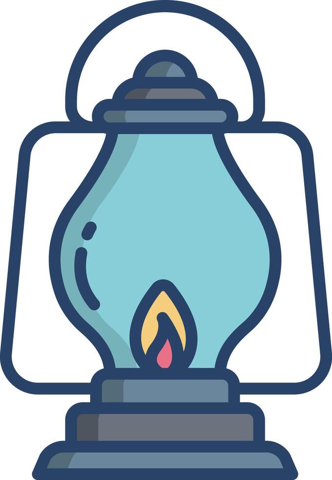 vintage lantern linear color illustration vector